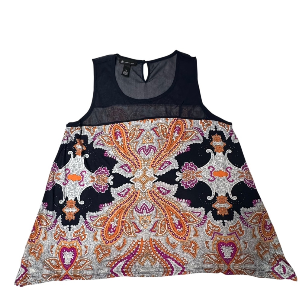 INC International Concepts Paisley Tank Top - Blue, Orange, Pink Size XL